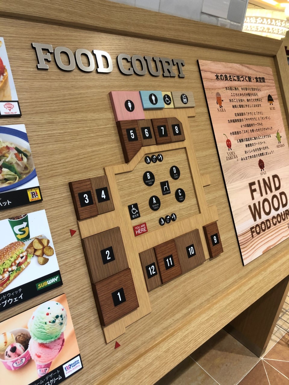 溝口ノクティプラザ　フードコート（FIND WOOD FOOD COURT）